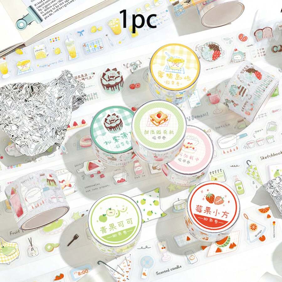 1pc Misty Thin Washi Tape Salt-Style Scrapbooking Collage Dessert Handmade Stamp Decorative Tape - Multicolor - View 1