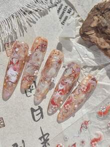 1 Metal Nail Art Luxury Sticker DIY New Style Chinese Nail Art Sticker High-End Feeling Chinese Style Linghu Nail Art Charm Accessory Sticker - Multicolor - View 2