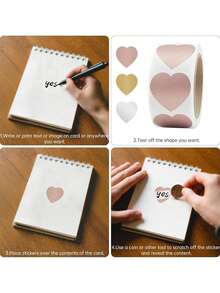 300 Pcs/Roll 1 Inch Self‑Adhesive Gold Heart Scratch‑Off Stickers, Perfect For DIY Scratch‑Off Prizes, Holiday Parties, Wedding Parties, Wedding Decorations, Event Labels & Celebration Tags - Multicolor - View 9
