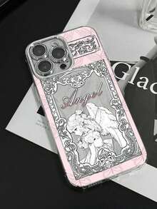 Ins復古藝術天使手機殼，適用於Apple 17 Pro Max/17 Pro/17 Air/17/16 Pro Max/15 Pro Max/14 Pro/13 Pro，內置鏡頭膜/15 Pro小眾氛圍感 14 Pro Max 新款 15/16 Plus 保護殼 - 粉色 - 查看 5