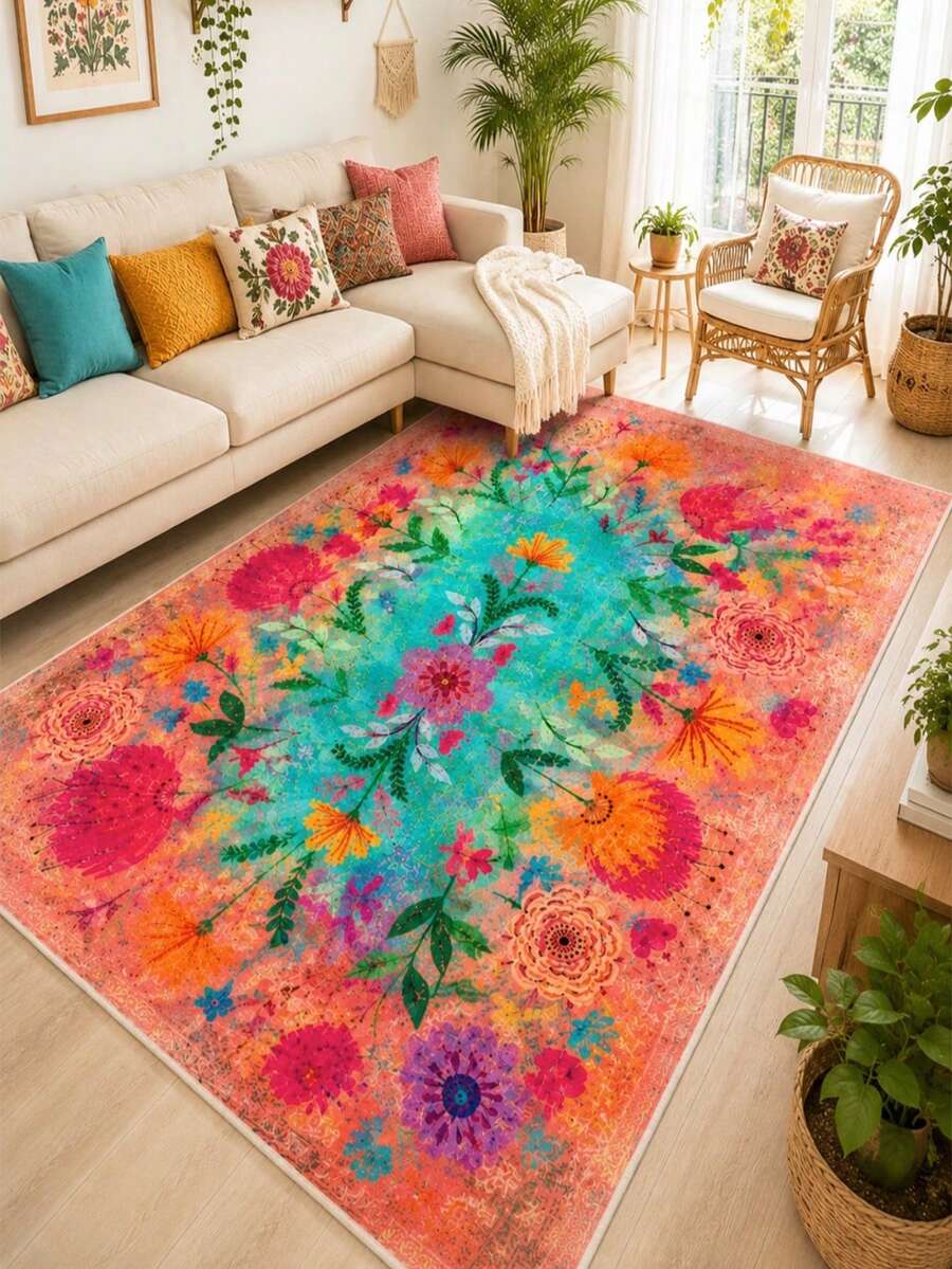 Livingroom Carpet Made In Turkey Soft Touch Machine Washable - Multicolor - View 1