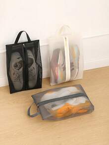 [Foldable Mesh Shoe Bag] Foldable Breathable Mesh Shoe Bag - Transparent Design, Large Capacity Storage For Shoes, Ideal For Gym, Travel, Beach, Cosmetics, And Toiletries - Multicolor - View 2