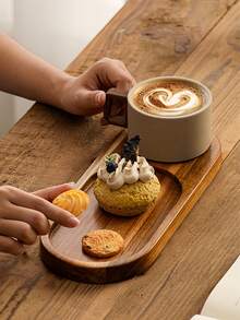 Vintage Country Style Stoneware Coffee Cup Set With Bread Plate And Wooden Tray, Mid-Century Ceramic Breakfast Cup, Suitable For Croissants, Toast, Oatmeal, Single Person Morning Ritual, Handmade Pottery Gift, Home Bistro Style - Multicolor - View 7