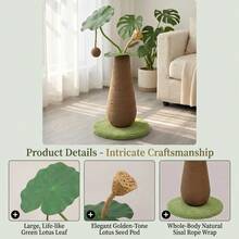 Lotus Leaf Shaped Vertical Cat Scratching Post, Durable Natural Sisal Cat Scratching Board, Suitable For Indoor Kittens And Adult Cats; Stable Base Anti-Tip Vertical Scratching Tower, Protects Furniture, Cat Claw Scratching Toy - Mocha Brown - View 6