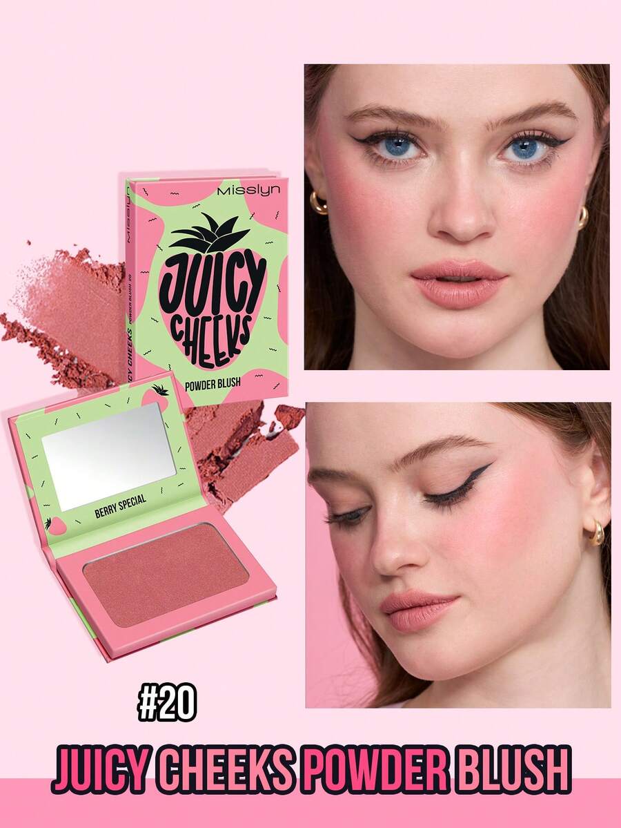 MISSLYN 1Pc Juicy Cheeks Powder Blush, Silky Velvet Blendable, Natural Radiant Flush, Face Blush Cheek Color, Face Blush Palette Cheek, Daily/Party/Y2K, Soft Glam/Rosy Cheeks/Natural Glow, Blush Powder, Halloween Makeup