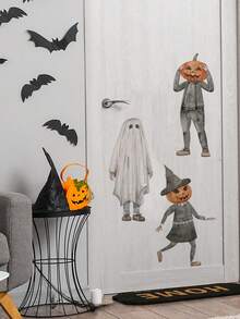 Halloween Funny Pumpkin Ghost Goblin Wall Sticker Set, Retro Cartoon Patterns, Self-Adhesive And Removable, Living Room Window Party Atmosphere Decoration Decals - Wall Stickers - View 5
