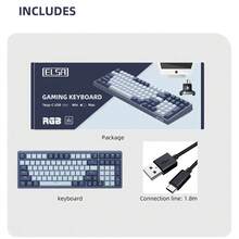 PANDA KYA98 Gaming Office Keyboard, Wired Ergonomic Mechanical Keyboard, Red Switch 98 Keys Fast Trigger, Adjustable Driver USB Interface, RGB Backlight Design, Compatible With Apple/ Systems - View 9