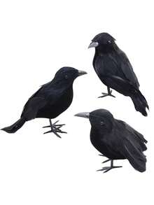 1/3/12pcs Artificial Feather Black Crow Decor, Realistic Simulation Raven Bird Ornament, Halloween Scary Party Prop For Home Garden Scene Decoration - Multiple Colors and Styles - View 13