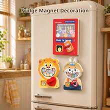 1 Set Cartoon Animal Feeding Refrigerator Toy Magnetic Wooden Baby Simulation Coin Toss Game Parent-Child Interactive Early Education Set - Multicolor - View 1