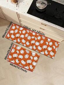 1/2pcs Autumn Thanksgiving Floor Mat, Pumpkin Pattern, Vintage Diatomaceous Earth Mat, Super Absorbent, Non-Slip, Perfect For Bathroom, Kitchen And Dining Room, Quick Dry, Ideal Home Decor And Bathroom Mat Gift, Thanksgiving Holiday Gift! - Multicolor - View 18