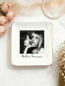 Custom Best Friend Photo Jewelry Tray, Personalized Small Accessory Dish, Gift For Sisters, Ceramic Ring Dish, Personalized Gift, Close Friend Gift - Multicolor - View 9