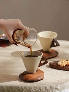 Limoges France Giftable Coffee Set|Vintage Textured Cappuccino Cups & Saucers|Patent Splash-Proof Funnel Design|Artisan Ceramic For Espresso Lovers. - Multicolor - View 1