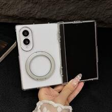 Casing Ponsel Lipat Anti-Kuning Bening Kristal dengan Perlindungan Engsel Pegas, Penyangga Putar 360°, Mendukung Pengisian Daya Nirkabel Magnetik, Kompatibel dengan Galaxy Z Fold 8/Fold 8 Ultra/Fold 7/Fold 6, Kompatibel dengan iPhone Ultra Fold - Clear - View 7