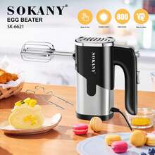 Blender SOKANY 6621, Motor Tembaga 800W, Kontrol 5 Kecepatan, Pencampuran Cepat 15 detik, Kepala Pencampur Stainless Steel 304, Tidak Panas Berlebih, Mudah Dibersihkan, Cocok Untuk Toko Kue/Kafe/Rumah, Model Esensial - Hitam - View 14