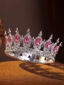 Sparkling Clear Crystal Full Crown, High-Quality Silver Tone Bridal Tiara For Special Occasions - Multicolor - View 22