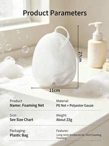 1pc Soft Egg-Shaped Bath Sponge Set, Polyurethane Exfoliating Bath Sponge With Foaming Mesh, Minimalist Bathroom SPA Daily Shower Body Cleansing Tool - White - View 7