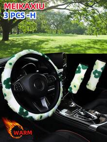 MEIKAXIU 3PCS-S,3PCS-H,4/6/8/10PCS Winter Plush Flower Car Accessories Multi-Piece Set, Car Steering Wheel Cover Without Inner Ring, Handbrake Cover, Gear Shift Cover, Shoulder Protector, Armrest Pad, Headrest Pad And Other Car Decoration Items For Women - Jacquard Plush Flowers - View 15