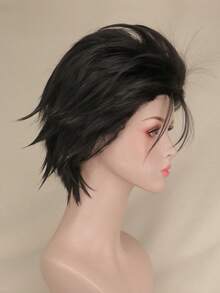 Short Cosplay Wig Men Male Black High 100% Temperature Fiber Synthetic Hair Wigs - Natural Black - View 3