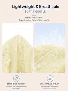 LUNNELUX Women's Yellow Lace V-Neck Puff Sleeve Top, Ruched Waist, Lightweight Elegant Casual Style Summer - Yellow - View 10