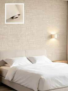 1 Gulungan Stiker Dekoratif PVC Tekstur Linen Beige, 15,7 Inci * 39,3/118,1/196,8 Inci, Wallpaper Perekat Diri, Cocok Untuk Dekorasi Kamar Tidur, Ruang Tamu, dan Perbaikan Kabinet - 1PC - View 2