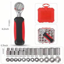 13pcs Socket Wrench Set, 1/4 Drive Ratchet Wrench Combination Kit, Suitable For Car, Bicycle And Mechanical Maintenance Automotive Repair Tool Set, Home Repair Tools - A - View 2