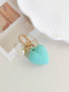 Cute Heart Shape Keychain With Pearl Charm, Fashion Bag Pendant Ornament, Metal Buckle Key Accessory For Women Girls Gift - Multicolor - View 13
