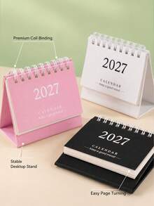 2027 Mini Desktop Calendar - Monthly Designed Mini Desktop Calendar, Vertical Flip Calendar, Made Of Thick Paper, Cute Desktop Decoration, Suitable For Home Or Office Use. - Multicolor - View 2