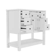 Bathroom Vanity Made Of Wood With 6 Drawers With Storage Foldable White - White - View 4