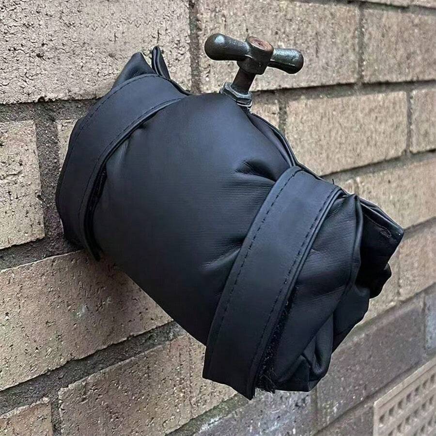 1pc Hot‑ Leather Faucet Freeze Protection Cover, Winter Outdoor Tap Insulated Protective Sleeve For Water Tap Anti‑Freeze - A - View 1