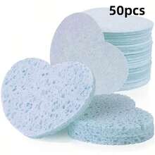 20/30/50PCS Heart-Shaped Compressed Facial Cleansing Sponges, Soft Face Wash Pads For Makeup Removal, Gentle Exfoliating & Daily Skincare, Multiple Colors - Multicolor - View 12