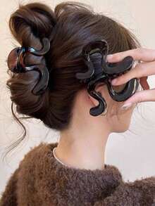 1pc/2pcs New Large Size 8cm Hair Claw Clip, Hair Claw For Long Hair Back Of Head - Multicolor - View 2