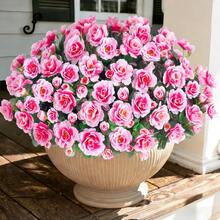 5pcs Elegant Artificial Azalea Bush, No-Water Multicolor Faux Flowers For Halloween And Christmas Front Porch And Indoor Decor - Multicolor - View 13