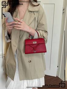 1件女款手提包 2026新款時尚斜挎包 極簡女款單肩包 熱門小方包 - 紅色 - 查看 7