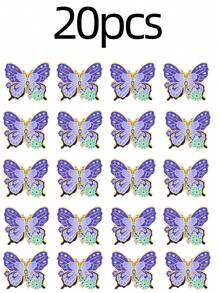10/20/30/40/50pcs Purple Butterfly Flower Brooches, Delicate Pattern & Elegant Color, Vintage Style, Suitable For Various Clothing And Bags, Exquisite For Personal Wear Or Gift - Multicolor - View 9