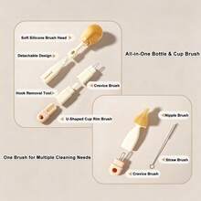 Kit Pembersih Gantung 7 in 1 dengan Sikat Botol, Dot, Sedotan, Pinggiran Cangkir & Celah, Alat Penghilang Noda, Desain Hemat Ruang dan Cepat Kering - oranye - View 2
