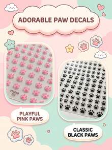 2styles Dual-Color Paw Print Decorative Stickers, Easy-Peel Adhesive Backing, Secure Adhesion, Customizable Layout, Suitable For Phone Cases, Water Bottles, Digital Accessories, Storage Containers And Other Item Exterior Customization - Decorative Stickers - View 4