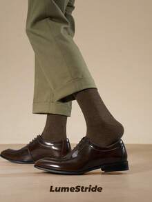 Men Crew Socks | Business & Everyday | Versatile Dress Socks Absorbent And Breathable | Comfortable Cotton | All-Match Style Gifts For Boyfriend - Coffee Brown - View 1