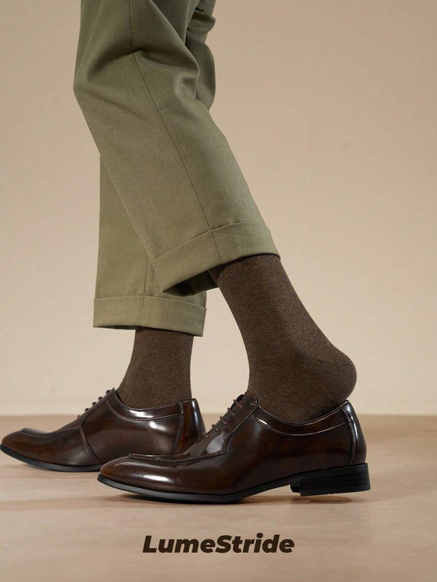 Men Crew Socks | Business & Everyday | Versatile Dress Socks Absorbent And Breathable | Comfortable Cotton | All-Match Style Gifts For Boyfriend - Coffee Brown - View 1