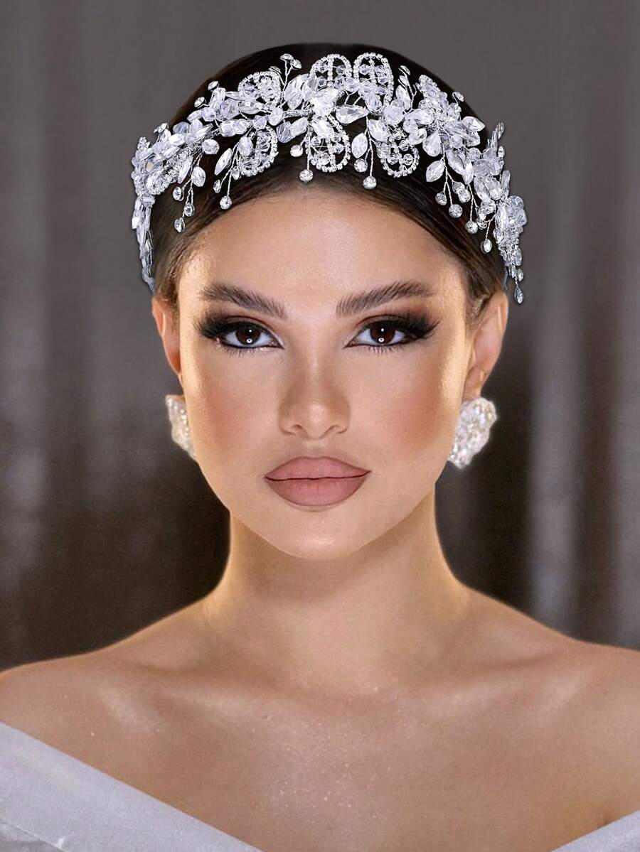 1pc Exquisite Charming Rhinestone Chain Braided Crystal Decorated Headband Wedding Party Accessory Bridal Bridesmaid Headband