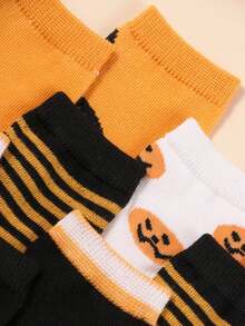 6 Pairs Halloween Kids Socks, Toddler Halloween Theme, Fall Decor Cute Socks For Girls, Festival Party Wear, Kids Fall Season Halloween - Multicolor - View 6