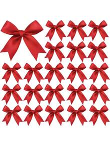 50 Pieces Gift Wrap Bows Premium Satin Ribbon Bows 3.3 Inch Craft Bows For Gift Wrapping DIY Treat Bags Holiday Gifts Bag Party Decorations, Wedding Decor Christmas Birthday Presents (Red) - Red - View 1