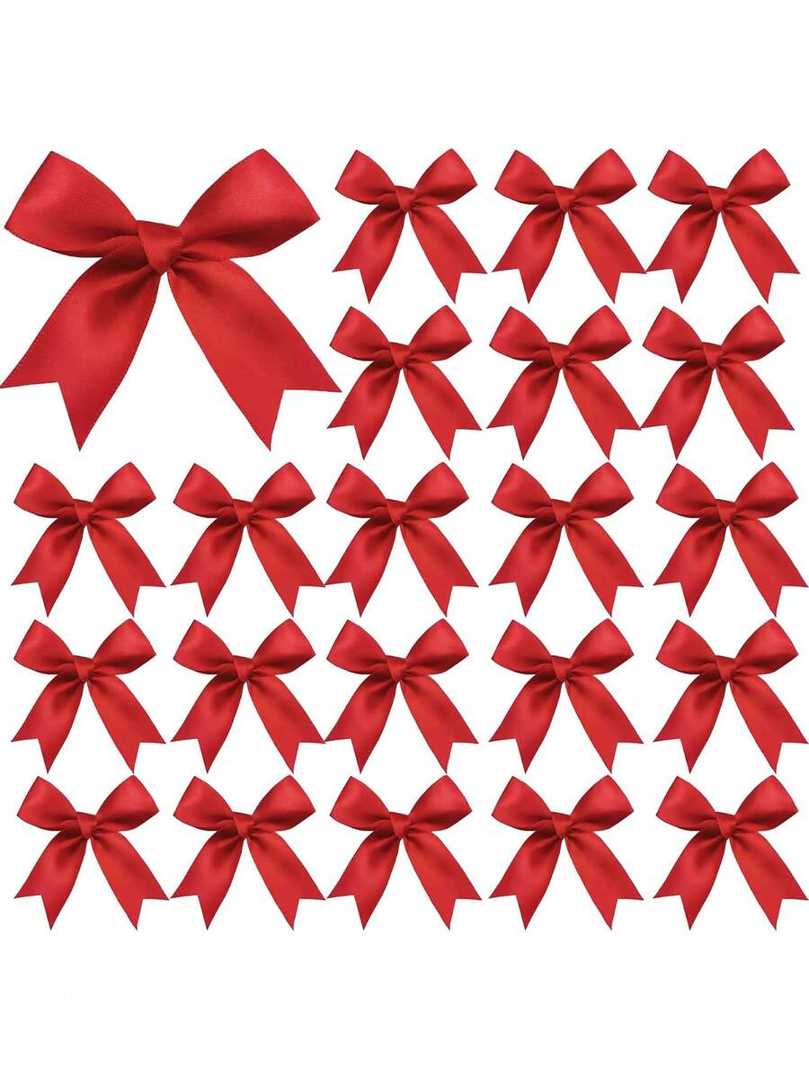 50 Pieces Gift Wrap Bows Premium Satin Ribbon Bows 3.3 Inch Craft Bows For Gift Wrapping DIY Treat Bags Holiday Gifts Bag Party Decorations, Wedding Decor Christmas Birthday Presents (Red) - Red - View 1