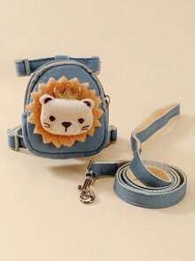1pc Plush Lion Decoration Pet Backpack Collar And Leash Set.Adjustable Comfortable Design, Easy Open/Close, With Snack Storage, Suitable For Outdoor Walking & Training - Multicolor - View 11