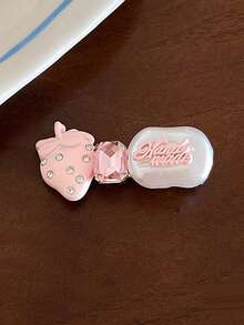 3/2pcs Cute Cartoon Blue Bear Hair Clip Set For Women, Bowknot Faux Pearl Decor Duckbill Hair Clips Hair Accessories - Strawberry - View 13