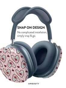 GIIPPA Glossy Hard Ear Cup Protective Cover, Heart Pattern, Unisex Anti-Scratch Shell, Compatible With AirPods Max 1/2 Oval Over-Ear Headphones, Suitable For Daily Commute, Campus, Cafe, Travel, Picnic And Other Scenarios, Matching Accessories - Red - View 3