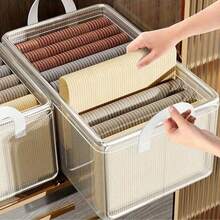 1pc Stackable Transparent Storage Box, Large Capacity With Handle, Space-Saving, Easy To Organize, Multi-Functional Storage Box, Transparent Storage Organizer, Thickened Storage Box, Suitable For Home, Dorm, Bedroom, Closet And More - Transparent 2 - View 4