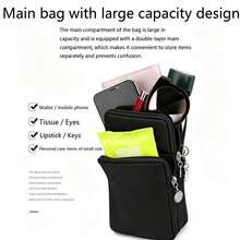 Multi-LayerZipper Crossbody Phone Bag,UnisexLightweightNylonSmallSlingBag,Portable Outdoor Travel Crossbody Bag,VersatileCasualMiniSingle-Shoulder Bag - Multicolor - View 5