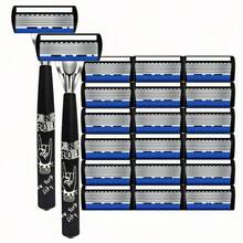 Manual Razor Set With 6‑Layer Interchangeable Blade Heads, Ergonomic Handle, Reusable & Refillable Design For Precise Smooth Shaving, Ideal For Father's Day & Birthday Gifts - Safety Tazor + Blade - View 17