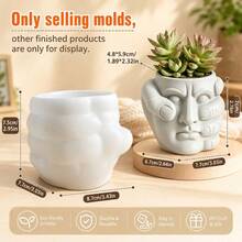 SUPWANPENG Abstract Hand-Held Face Silicone Mold, Creative Face & Hand Shape Silicone Mold For DIY Cement Succulent Planter, Pen Holder, Aromatherapy Candle Jar, Resin Casting Desktop Art Decor Mold - A - View 2