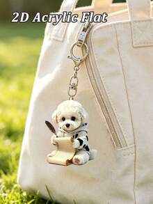 Cute 2D Flat Acrylic Letter Writing Puppy Keychain, Bag Accessories, Car Keychain Accessories, (Accessories Are Flat, Not 3D) Valentine's Day, Back To School, Christmas, Easter, Birthday - Multicolor - View 8